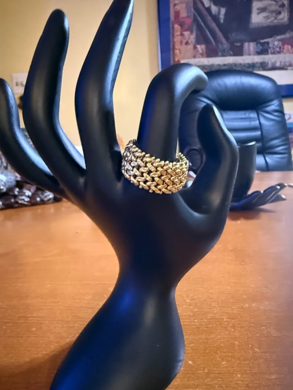 Flexible Wear Braided Gold Ring. Statement Ring for Women - Picture 2 of 16